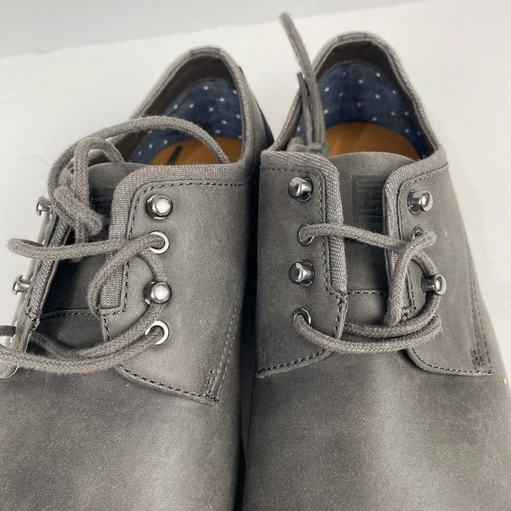 RYE Hawker Men's Dress Shoes Size 10 Formal Oxfords Grey Leather Lace Up Low Toe